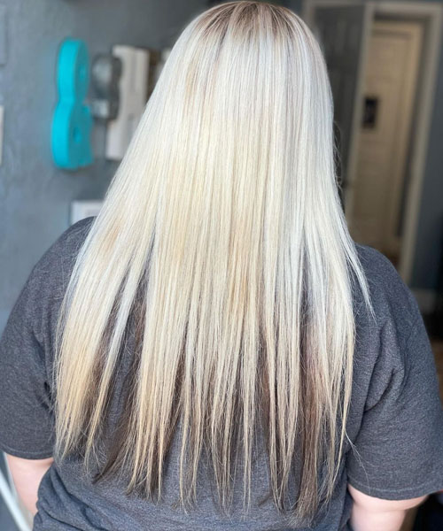 Platinum Blonde Hair with Brown Underneath