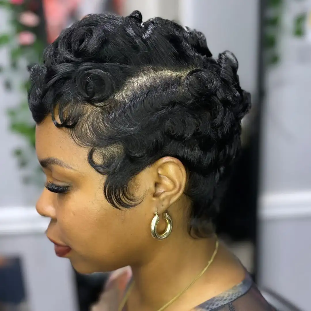 Black Woman with Finger Waves Hairstyle