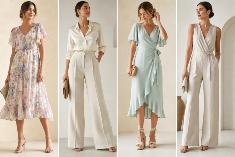 Summer graduation guest outfit ideas shown as four looks