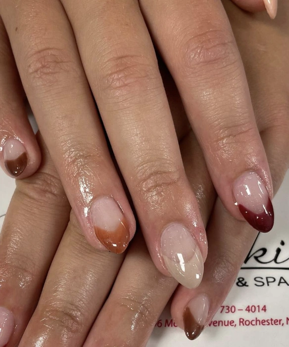 Almond-shaped nails with a glossy finish