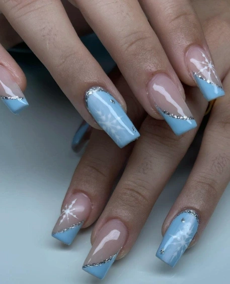 1- Baby Blue Snowflakes With Silver Details