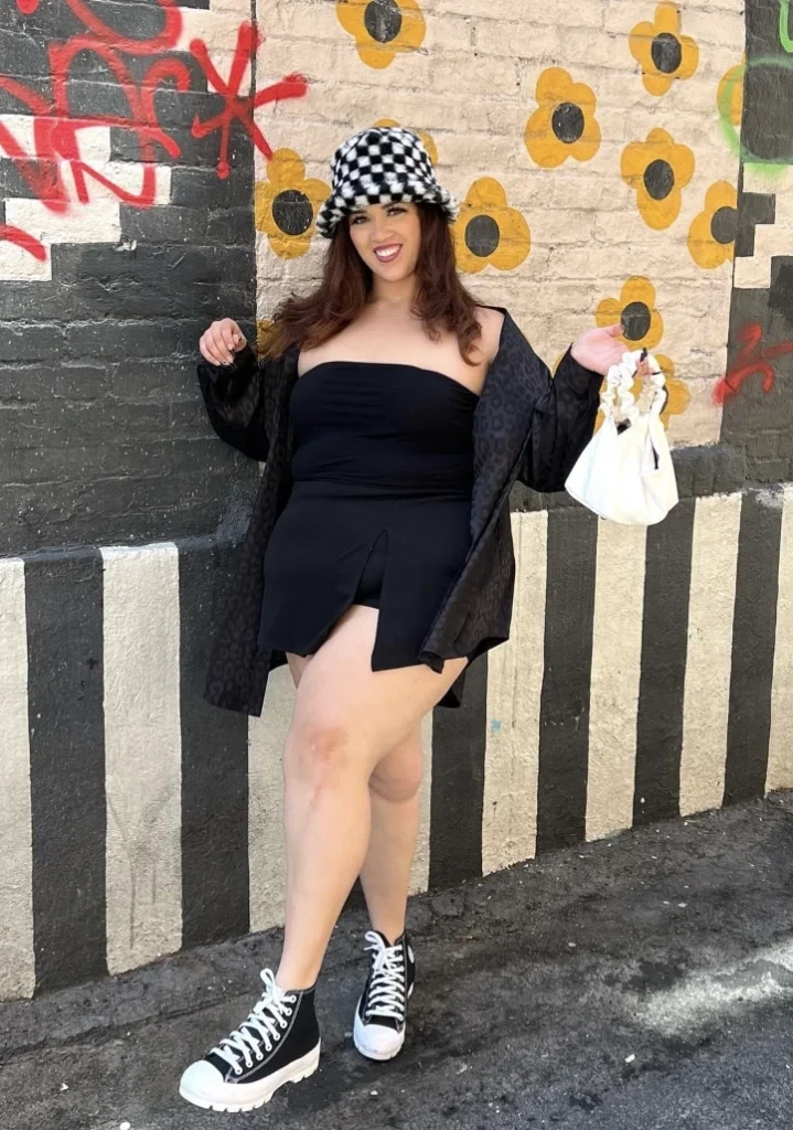 12- Black Bandeau and Split Mini Skirt