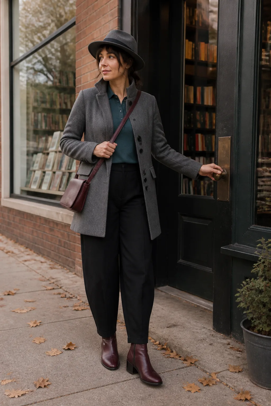 Black Barrel-Leg Pants with a Polished Polo