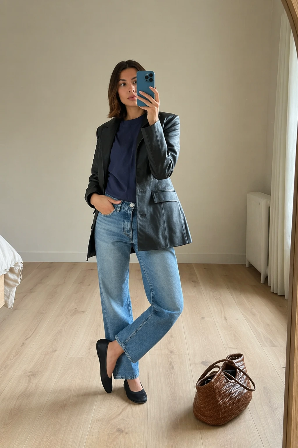 Black Blazer + Jeans + Ballet Flats