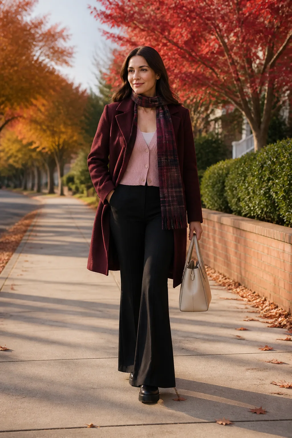 Black Flare Pants with a Ribbed Cardigan