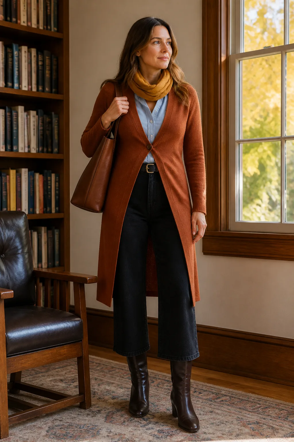 Black Jeans with a Longline Cardigan