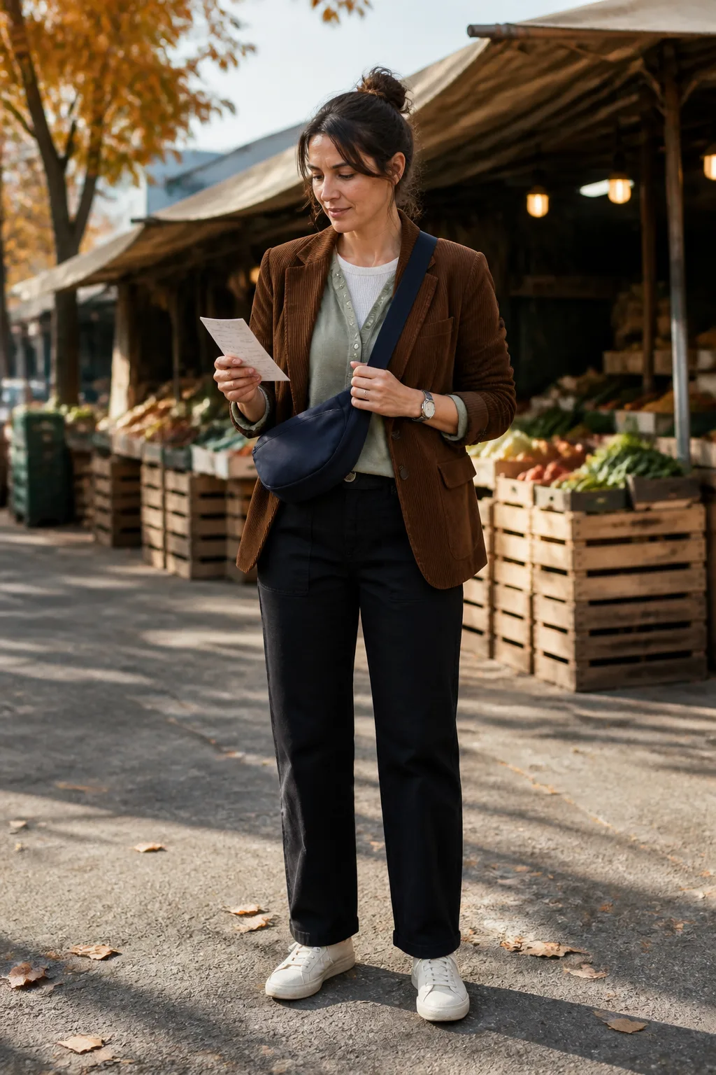 Black Utility Pants with a Corduroy Blazer