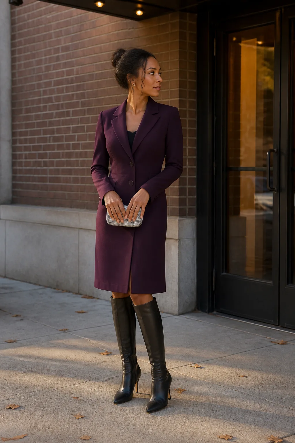 Blazer Dress with Knee Boots