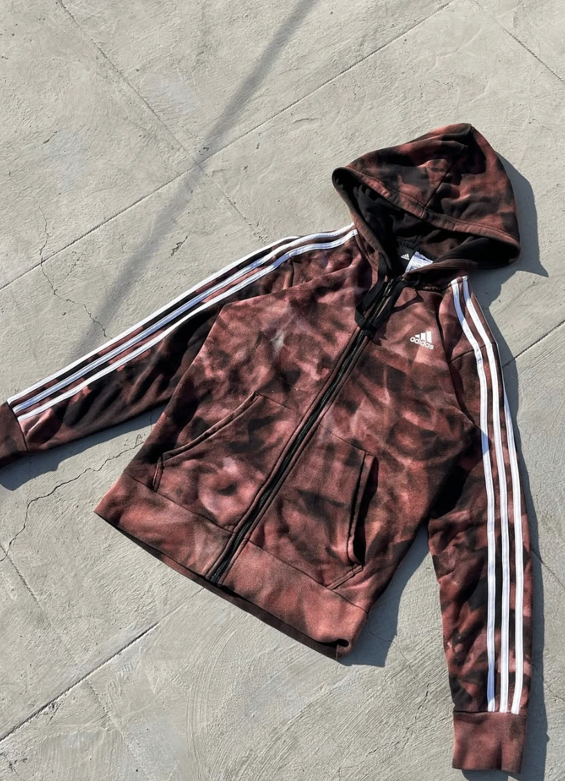 Bleached Adidas Hoodie + White Stripes