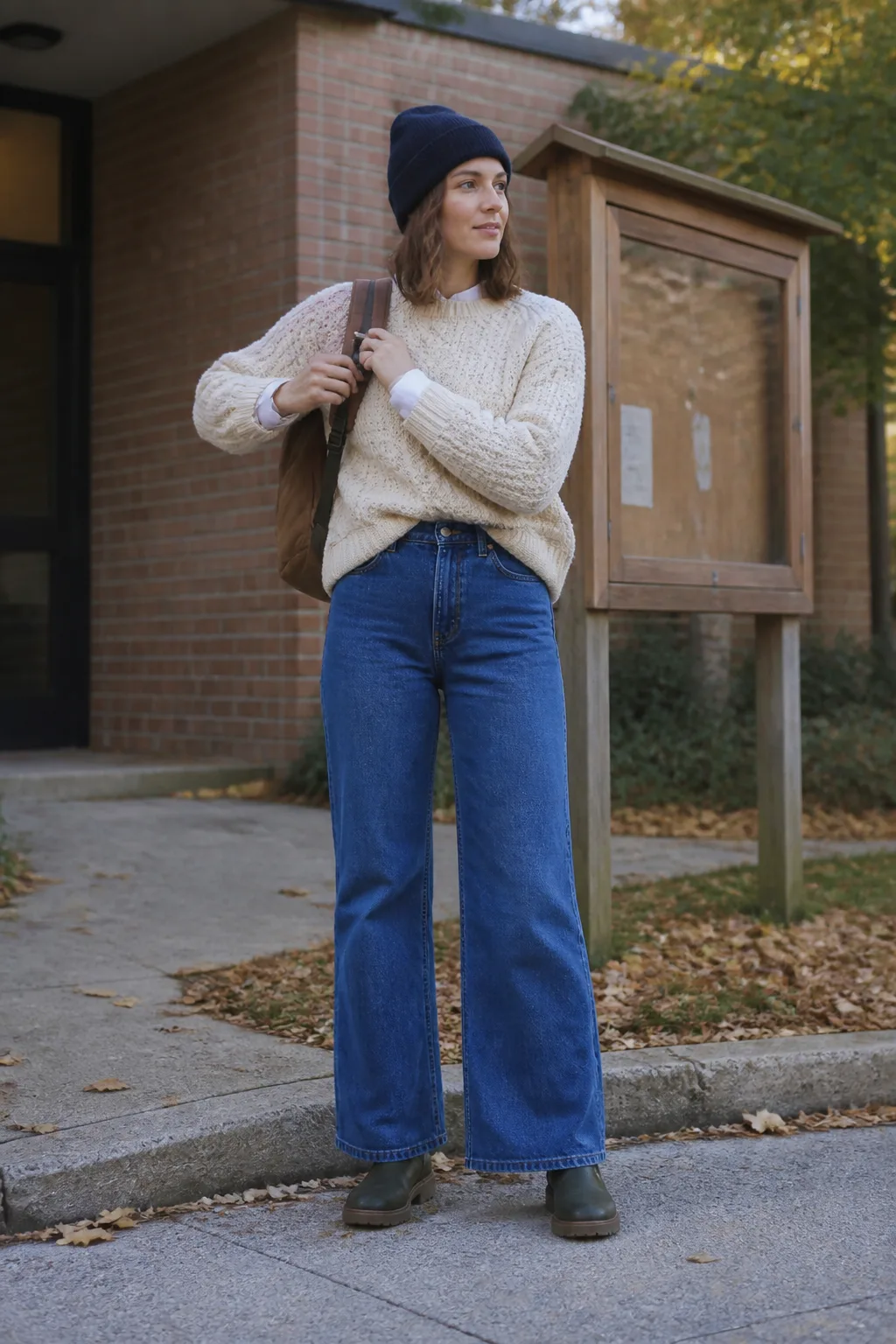 Blue Jeans with a Fisherman Knit