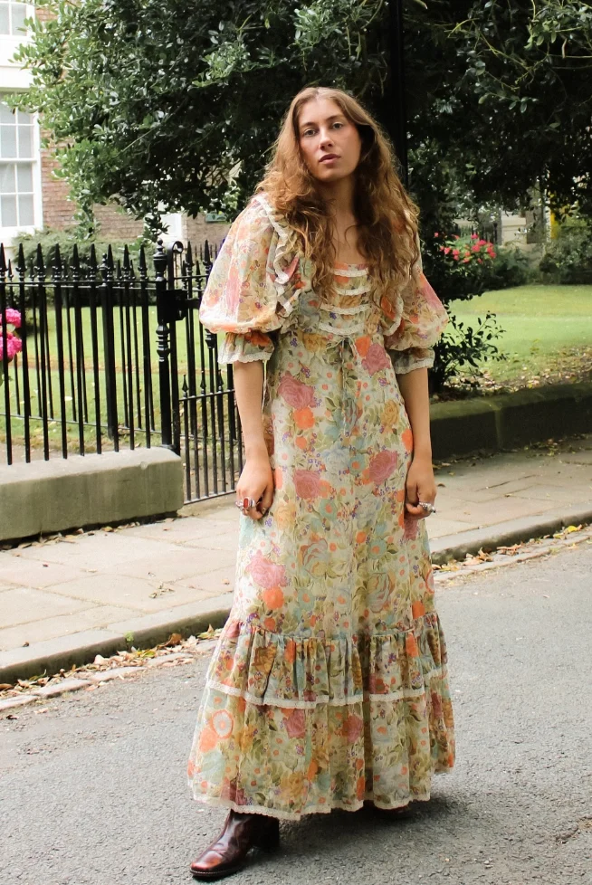 Bohemian Elegance: Pastel Floral Maxi Dress