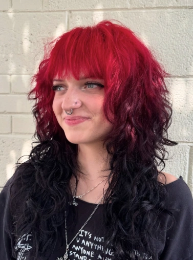 Bold Red Shag with Black Ombre