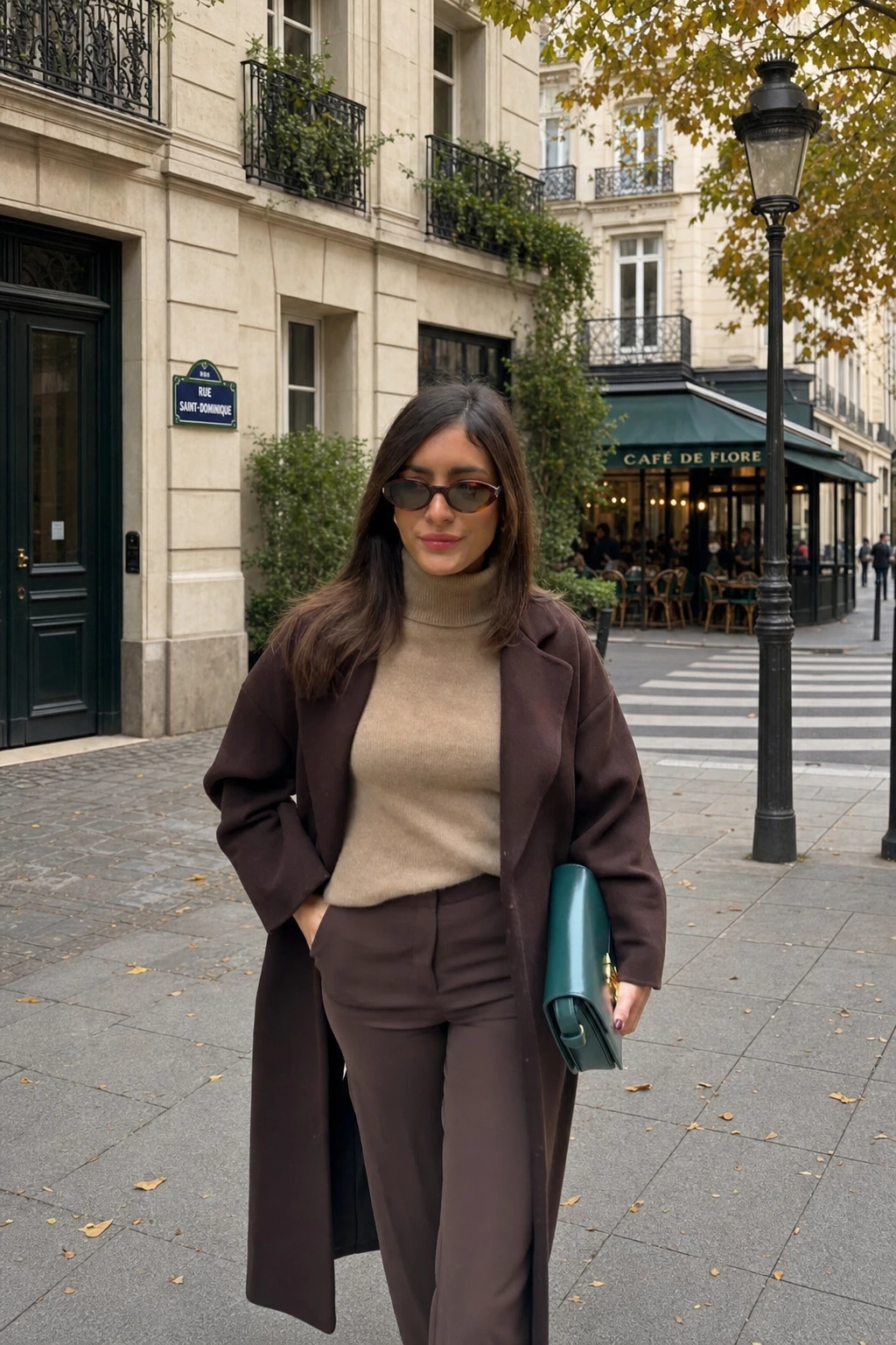 4- Brown Blazer with a Neutral Turtleneck