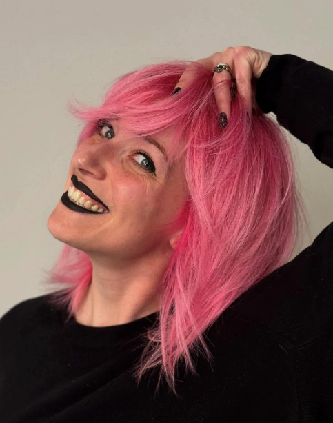 Bubblegum Pink Shag with Face-Framing Layers