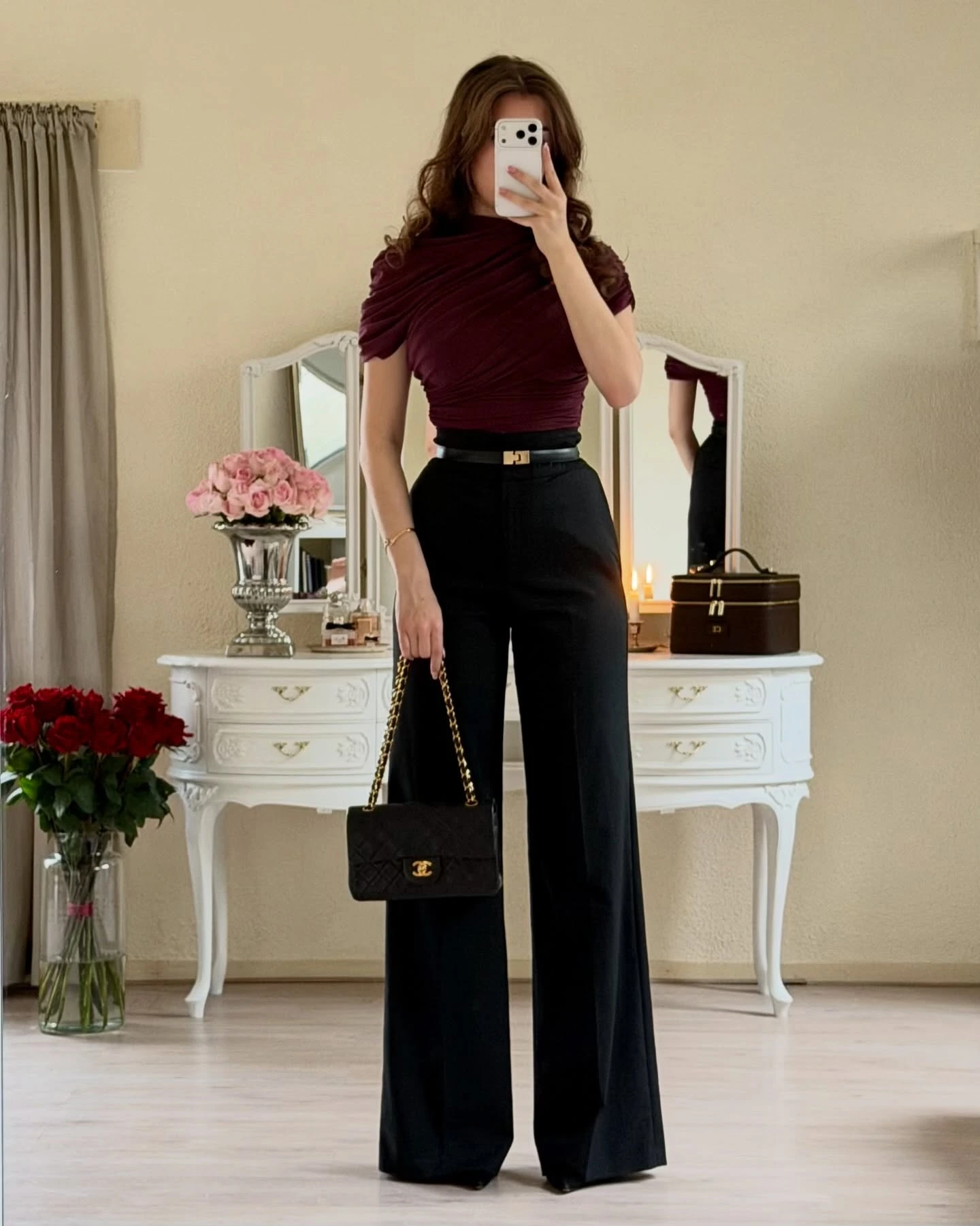 15- Burgundy With Black Trousers