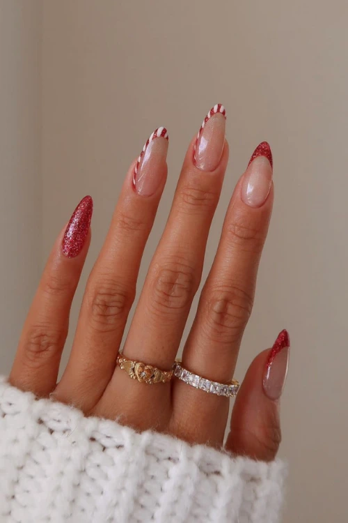 12- Candy Cane Side French Tips