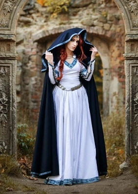 Captivating Blue Medieval Dress with Elegant Detailing