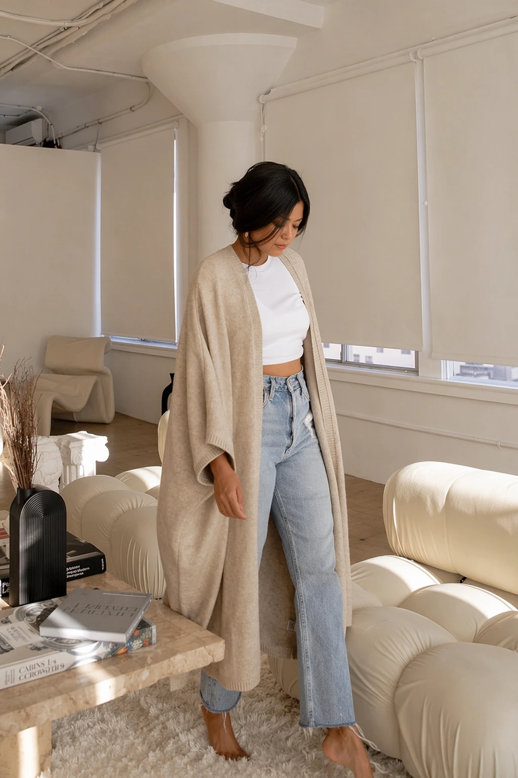 Cardigan + Tee + Jeans