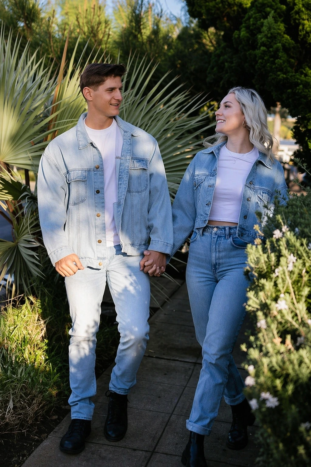 Casual Denim Duo: Light Wash Jackets + Jeans