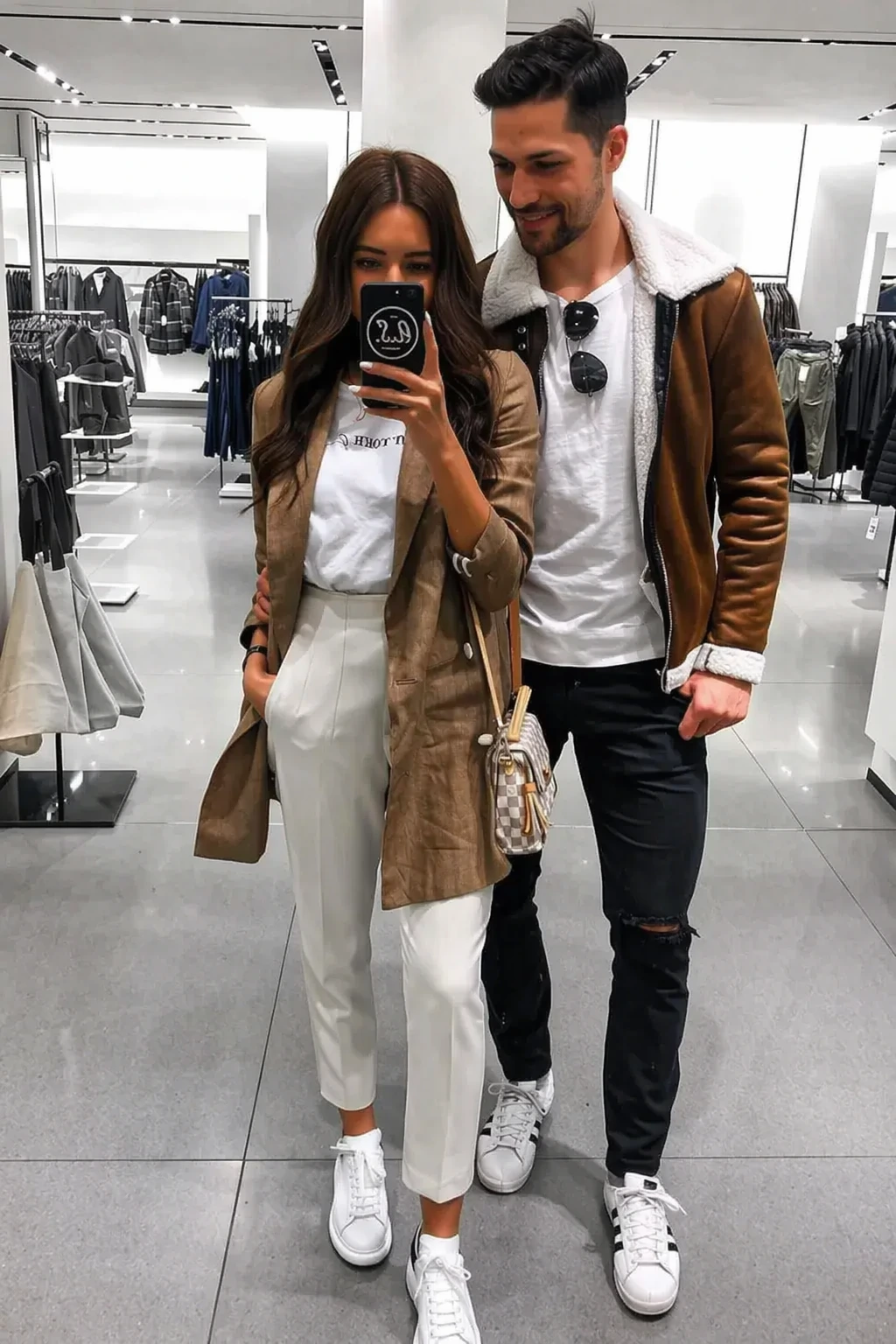 Chic Contrast: Brown Jackets + Casual Wear