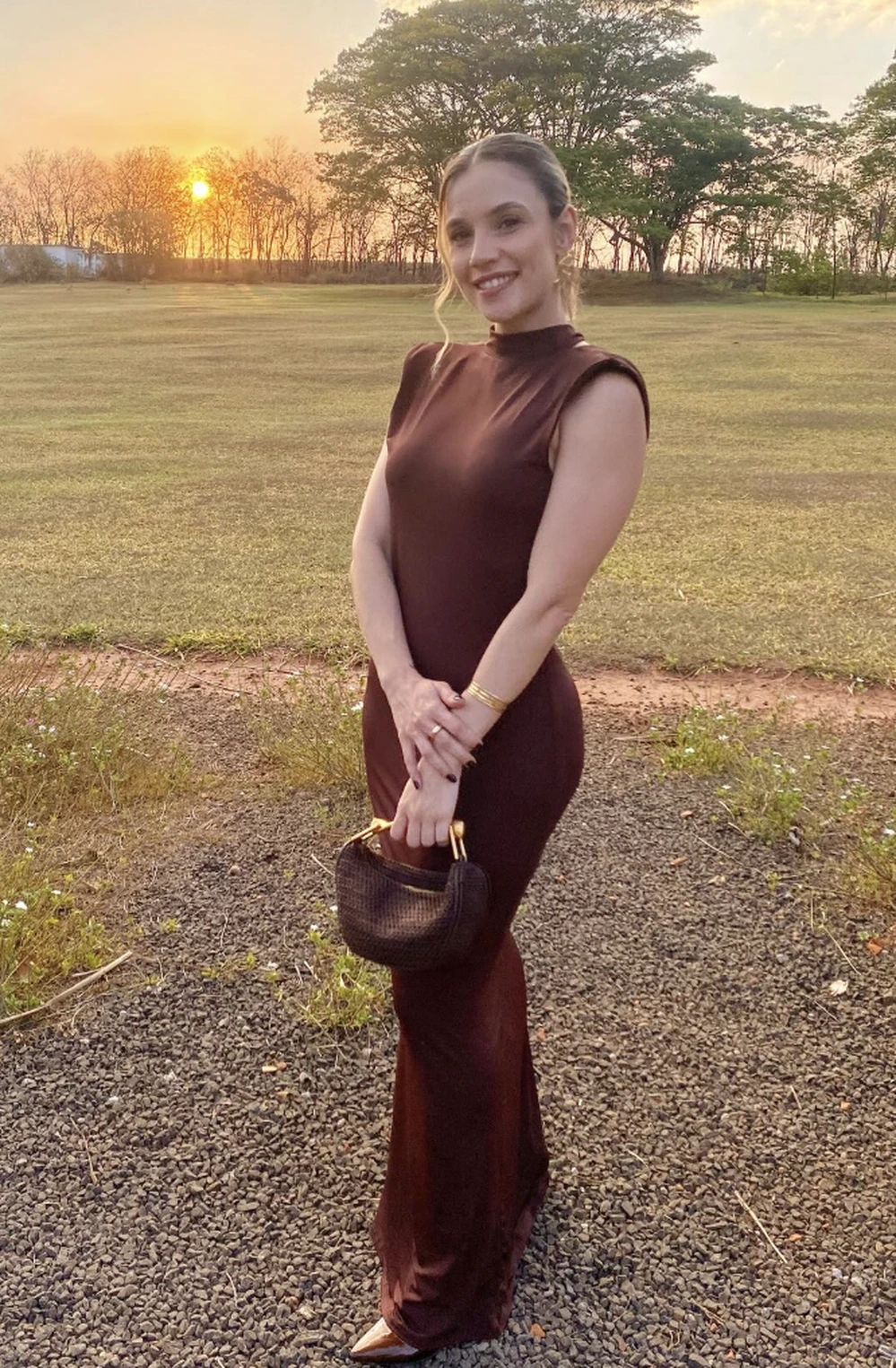 6- Chocolate Brown Mock-Neck Maxi