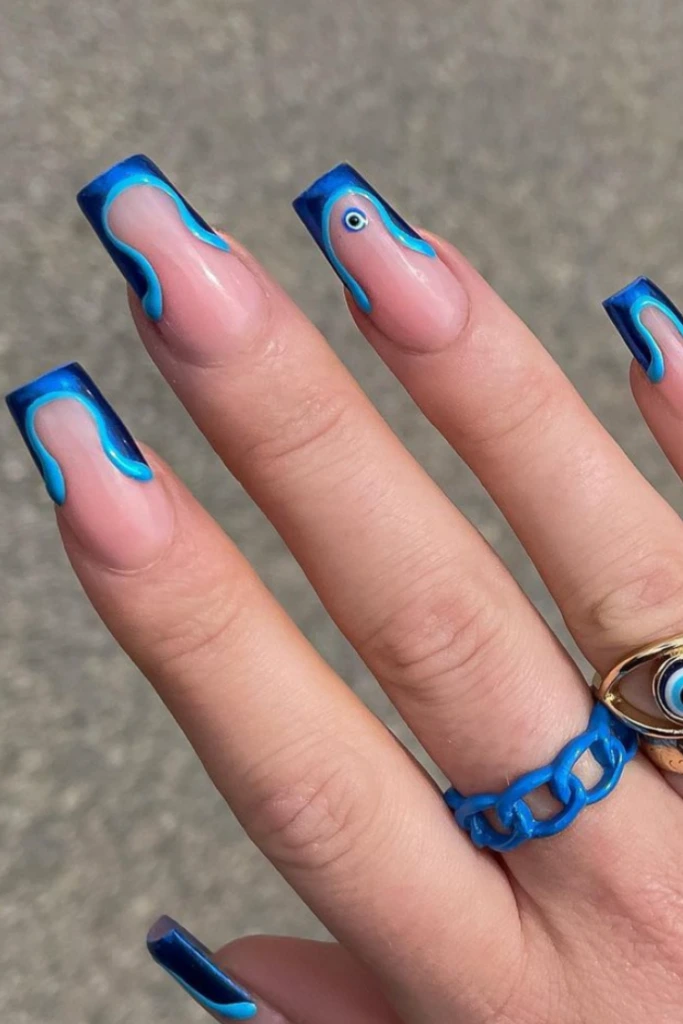 17- Cobalt Wave Christmas Nails