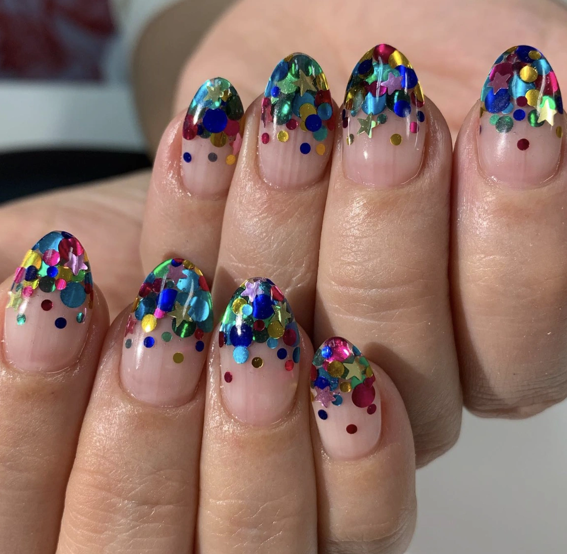 Confetti Rain Birthday Nails Almond