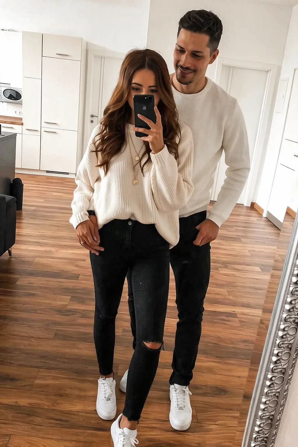 Cozy Neutrals: Cream Sweaters + Black Jeans