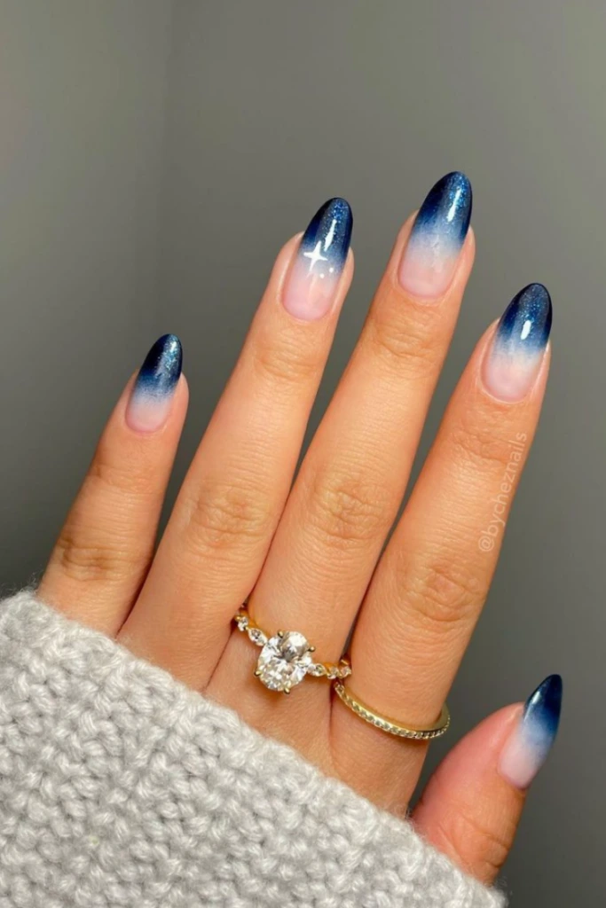 7- Dark Blue Ombré Nails