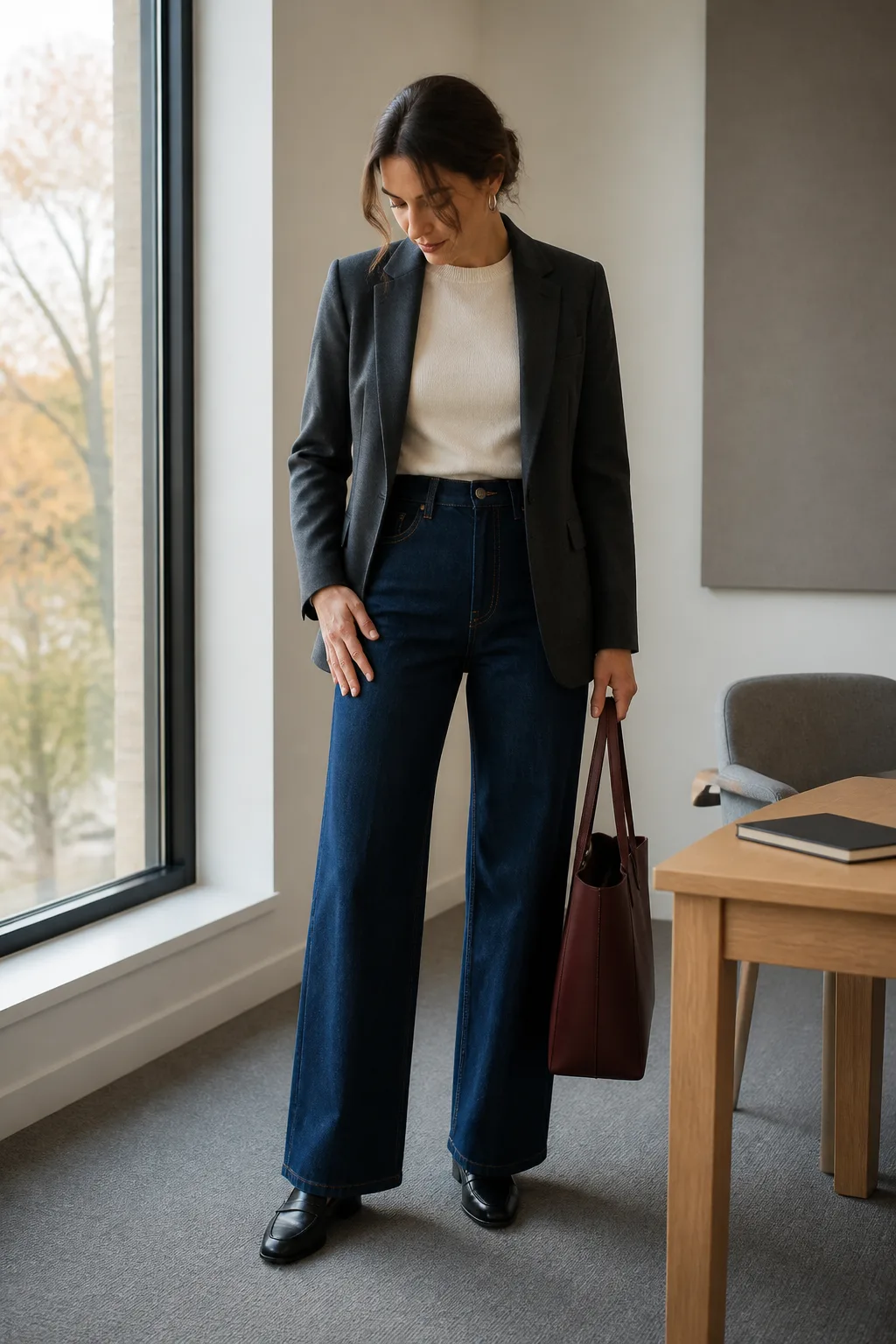 Dark Indigo Jeans with a Merino Blazer