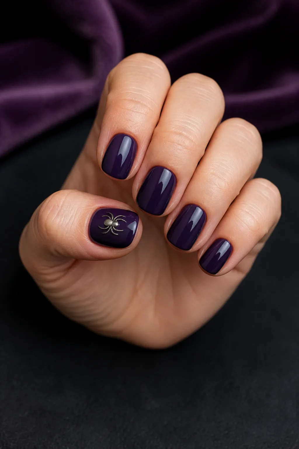 Dark Purple and Metallic Spiders