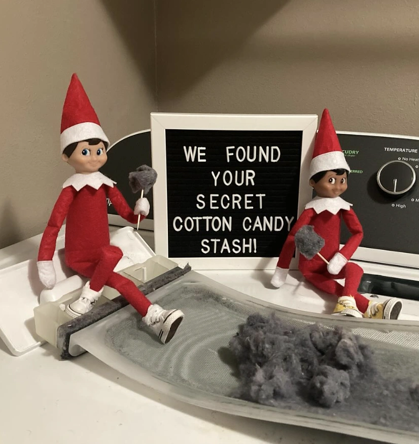 Delightful Red and White Elf Duo with Cotton Candy Delights
