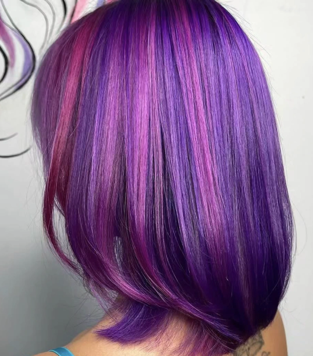 Dimensional Violet: Purple Hair with Rose Highlights