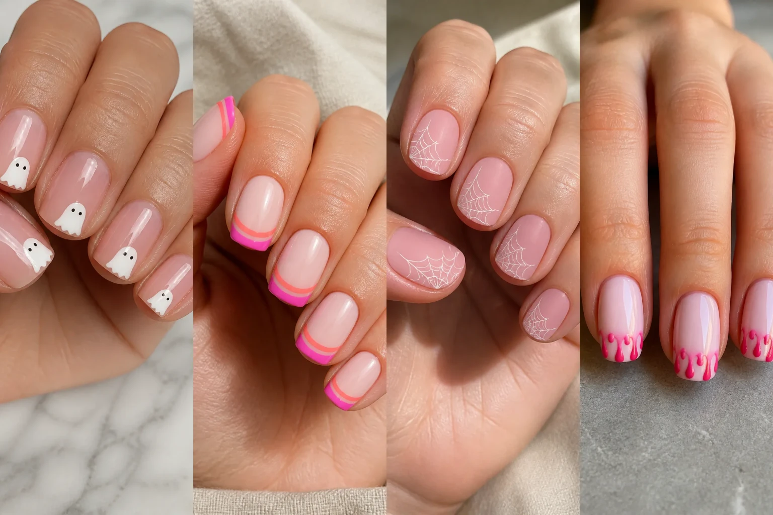 Easy Pink Halloween Nail Ideas - Featured