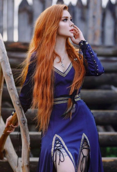 Exquisite Blue Medieval Dress Elegant Slits and Intricate Detailing