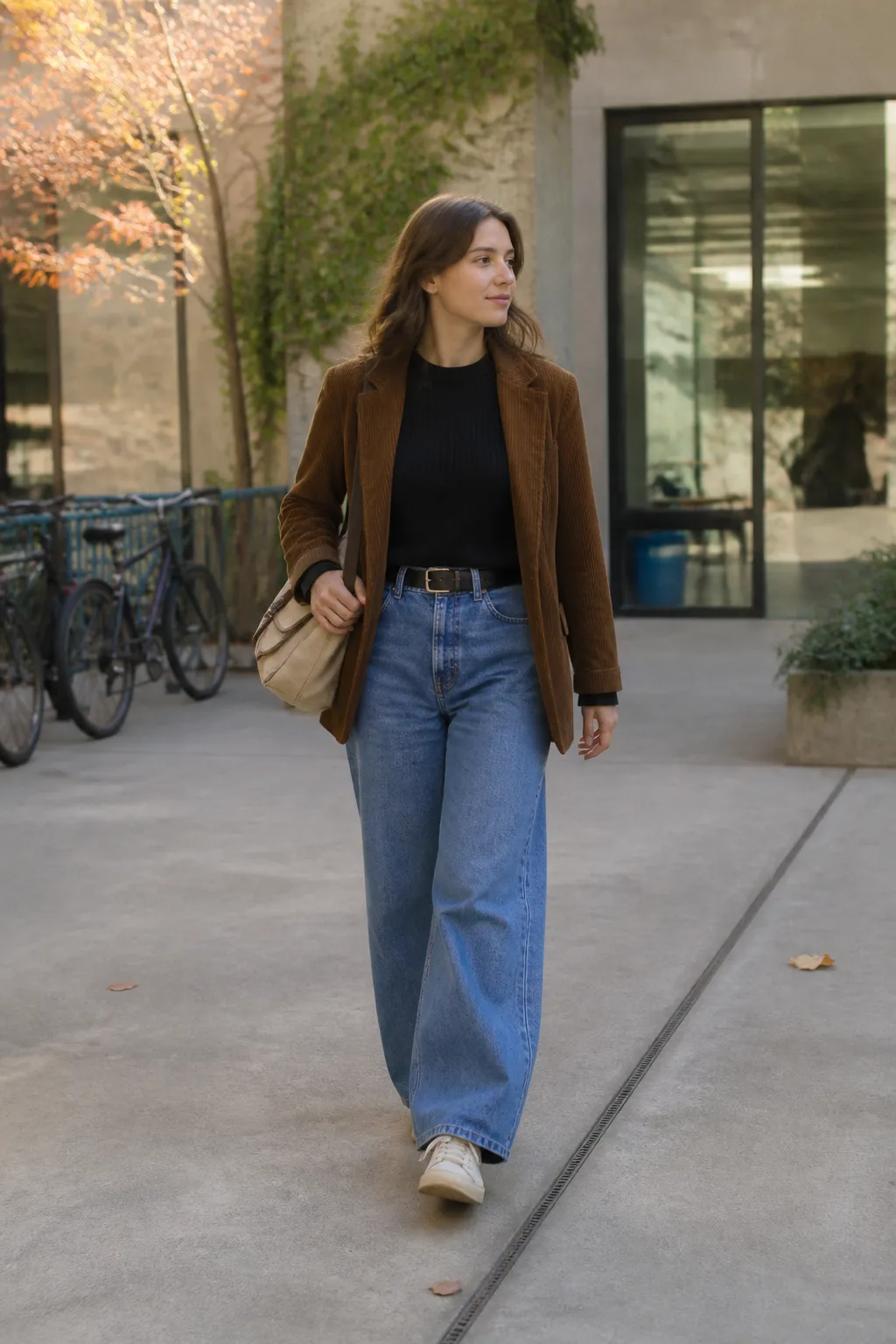 Faded Blue Jeans with a Corduroy Blazer