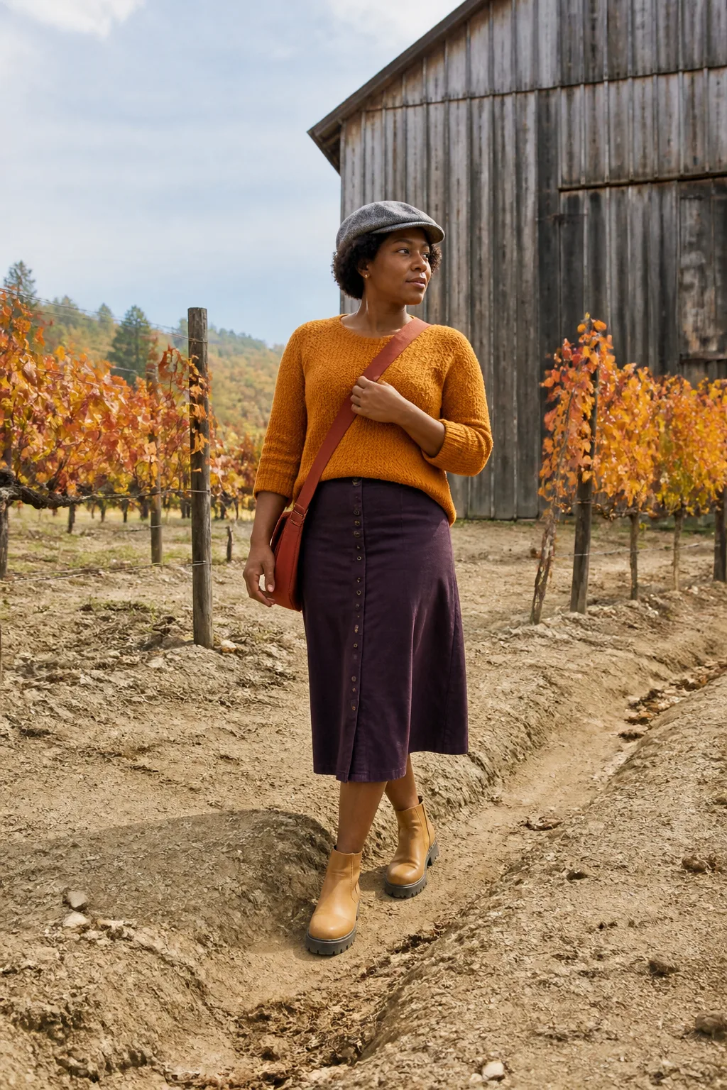 Fisherman Sweater with Twill Skirt