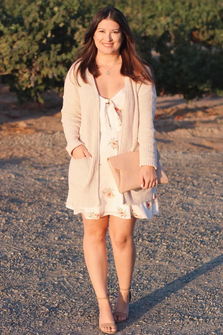 Floral Dress + Chunky Cardigan