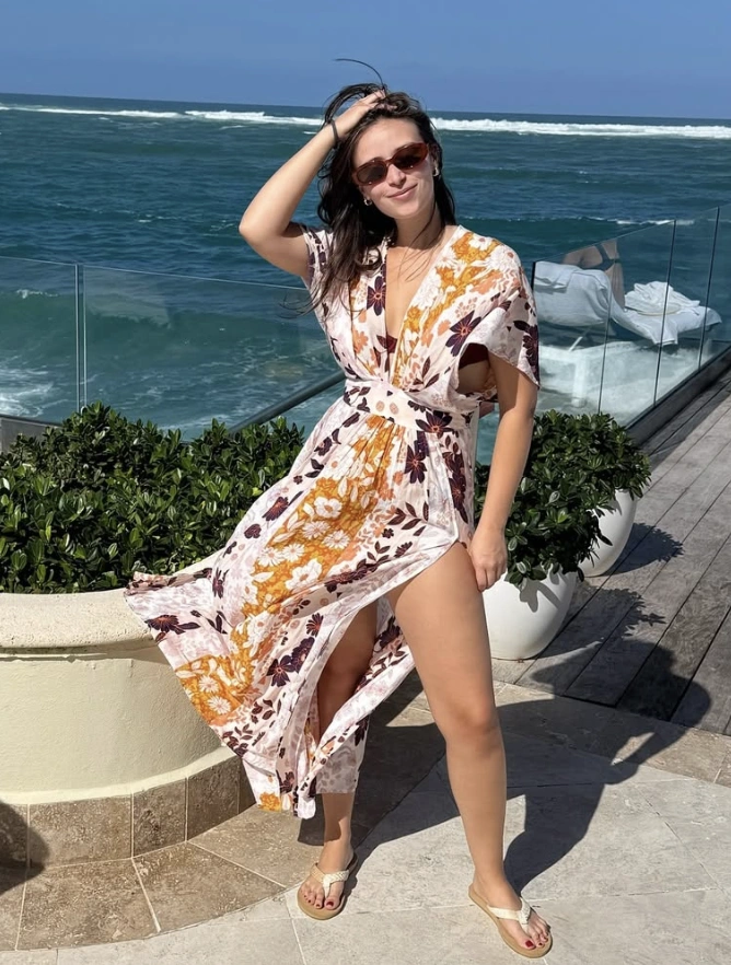 Floral Print Maxi Dress + Delicate Gold Sandals + Retro Sunglasses