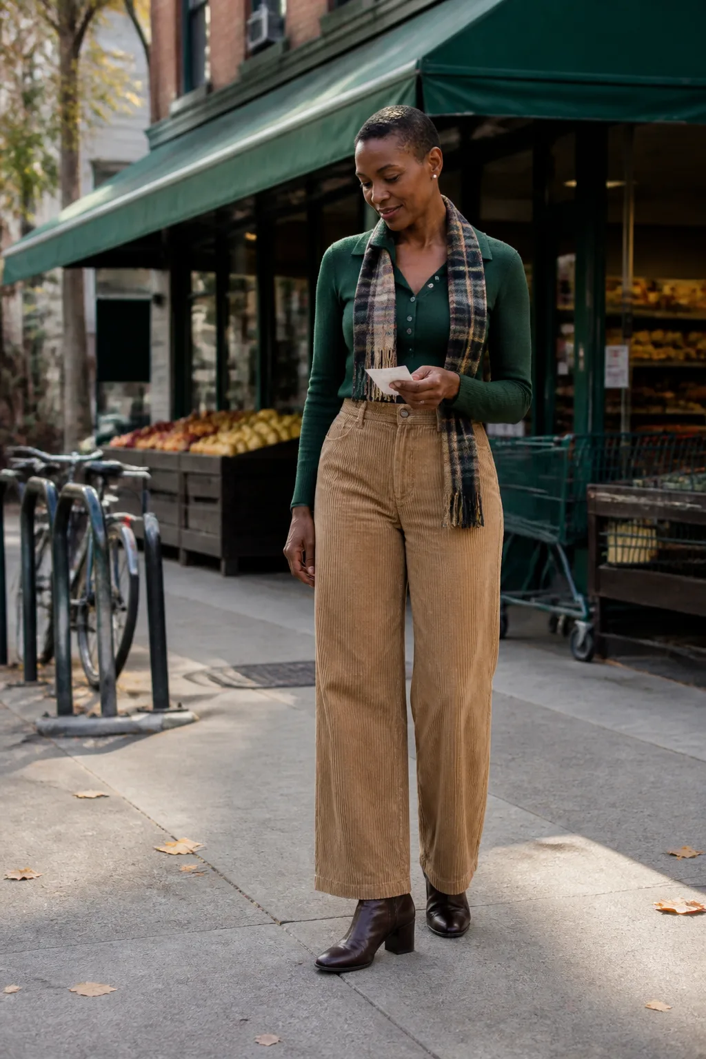 Forest Green Polo Sweater with Corduroy Pants