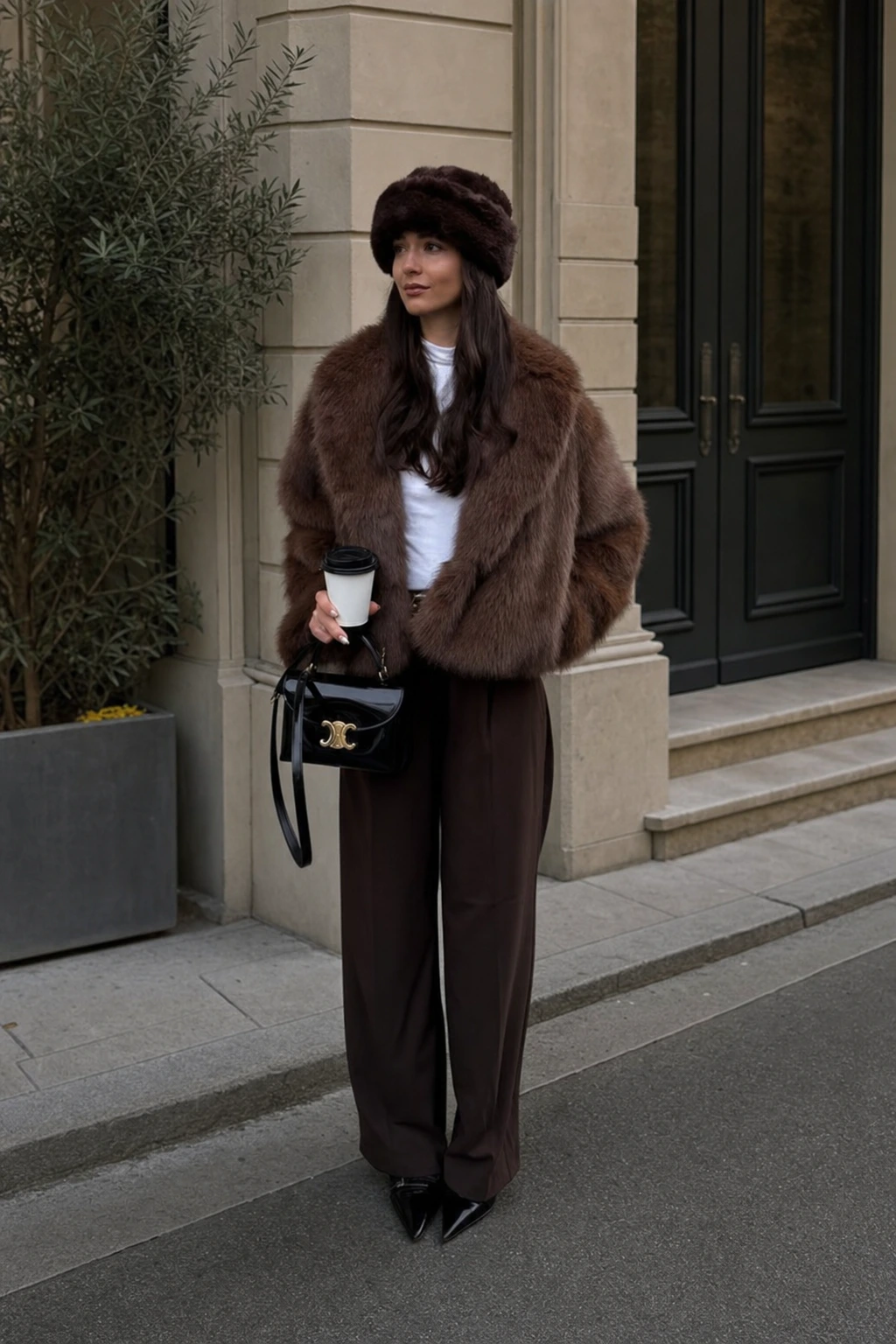 2- Fur Jacket and Turtleneck