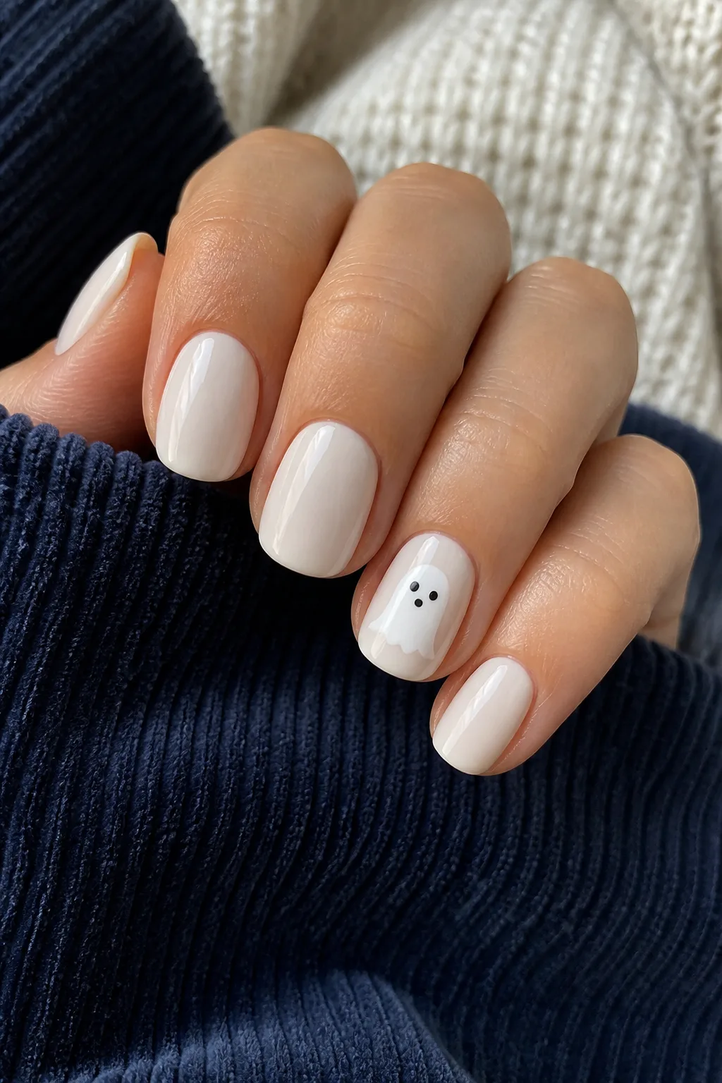 Ghostly Cream Nails