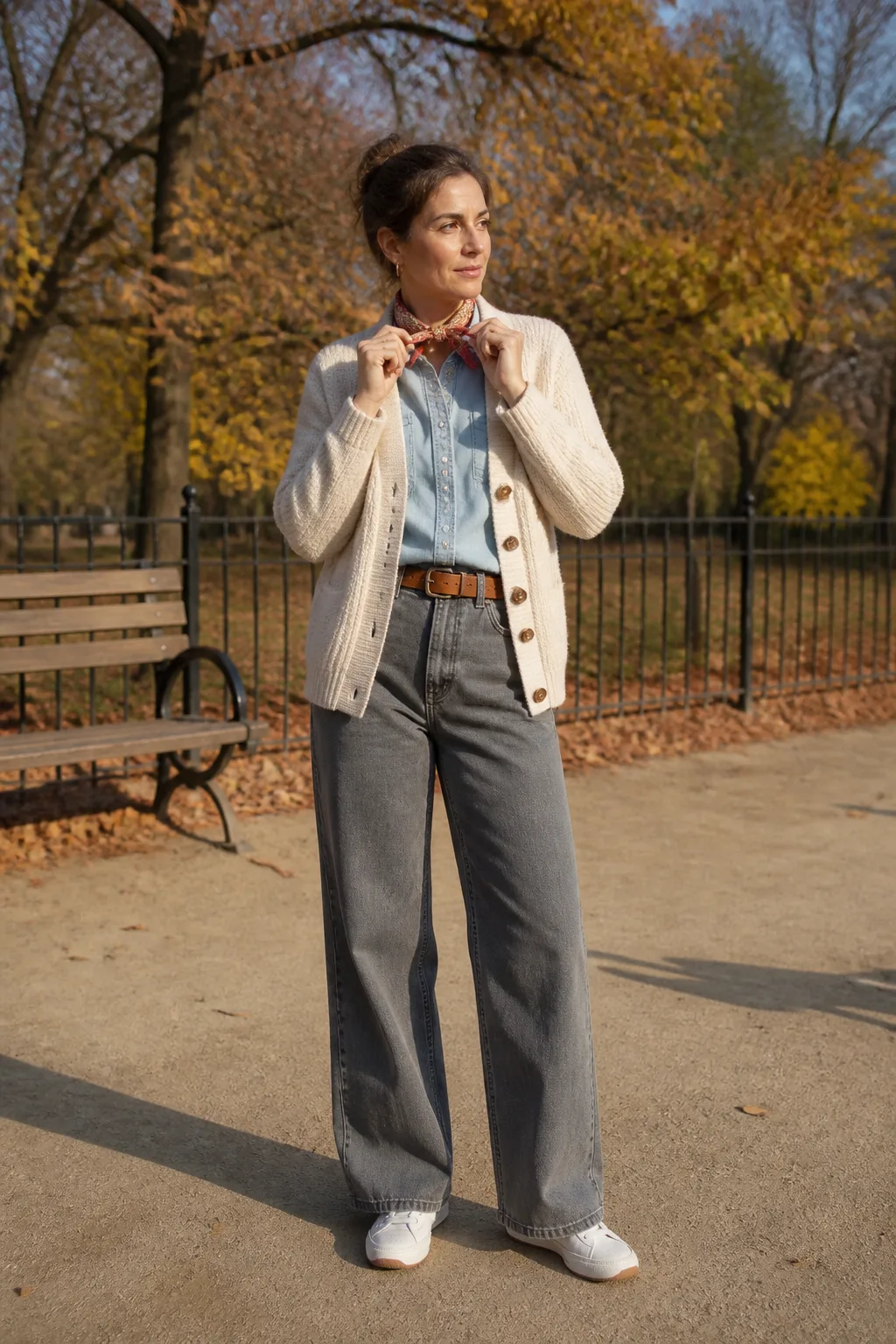 Gray Jeans with a Chambray Shirt