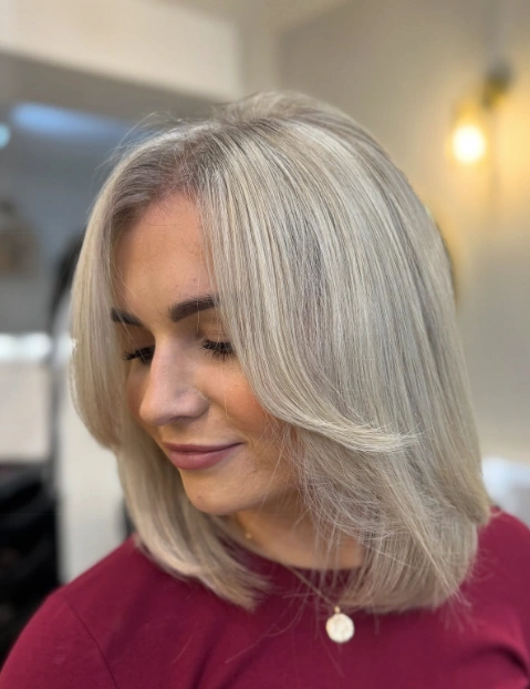 Icy Blonde Blunt Bob with Face-Framing Layers