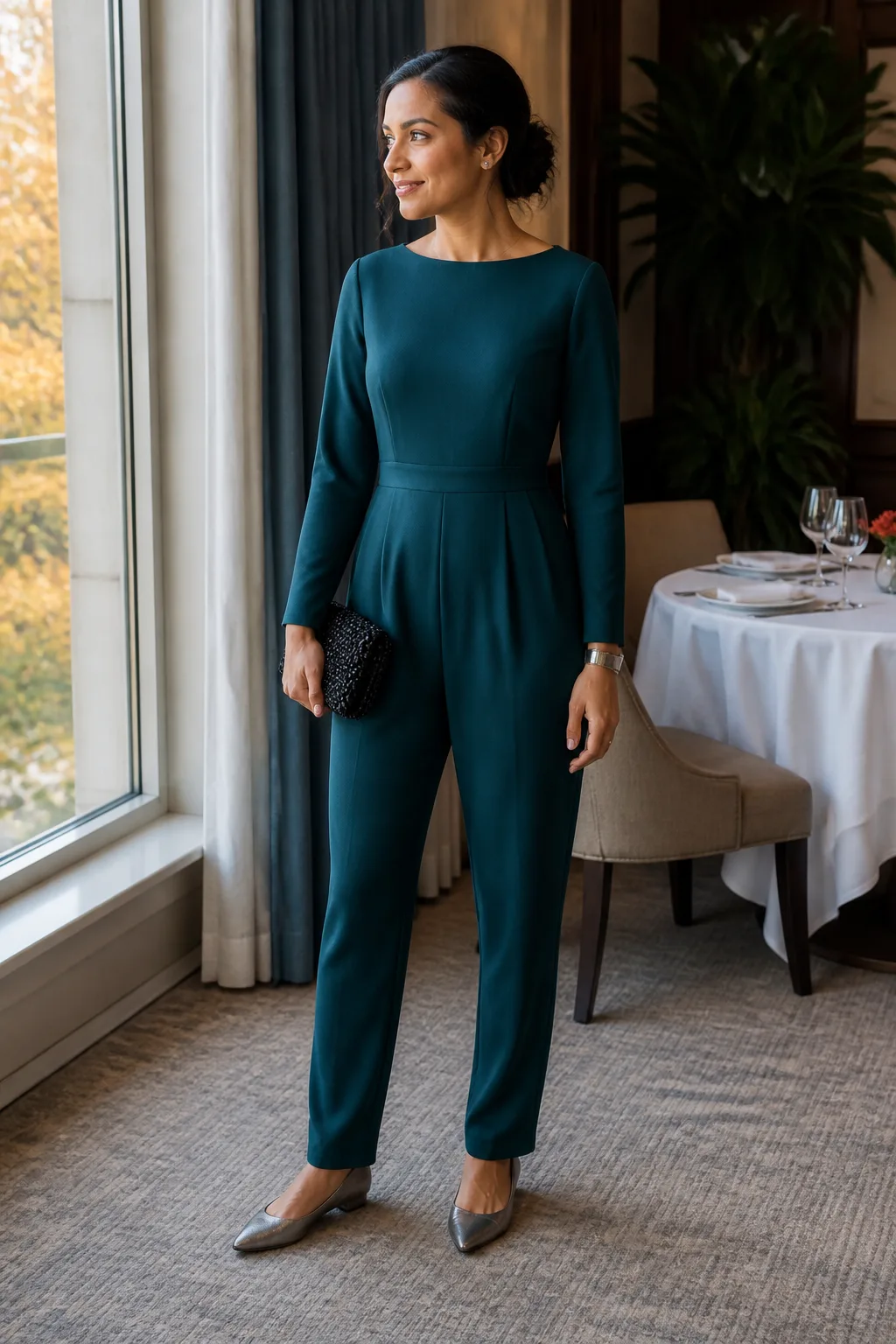 Jumpsuit with Metallic Flats
