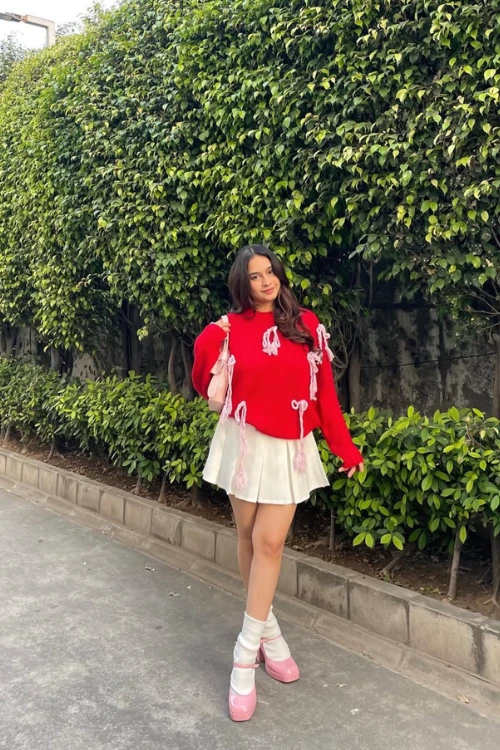3- Knit Sweater and White Tennis Skirt