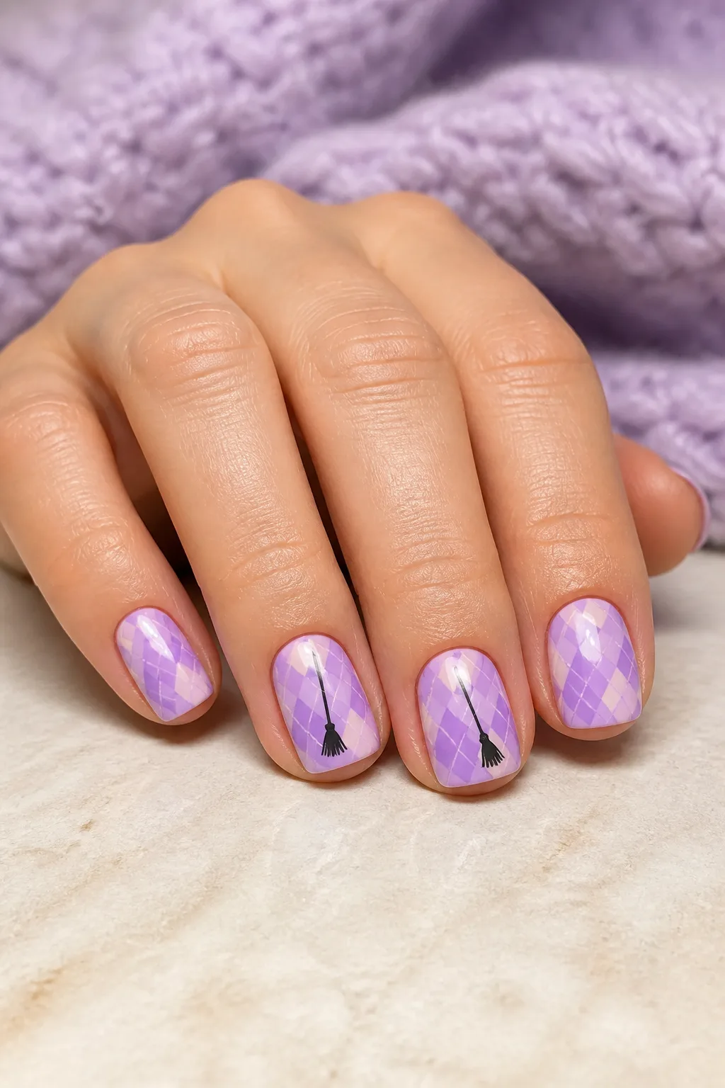 Lavender Argyle and Broomsticks