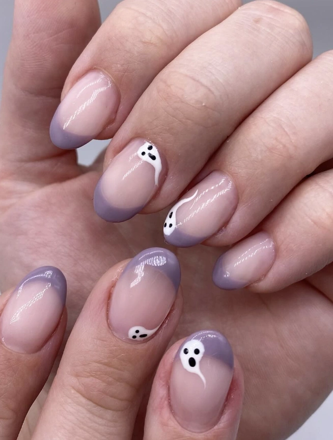 Lavender tips and playful ghost designs