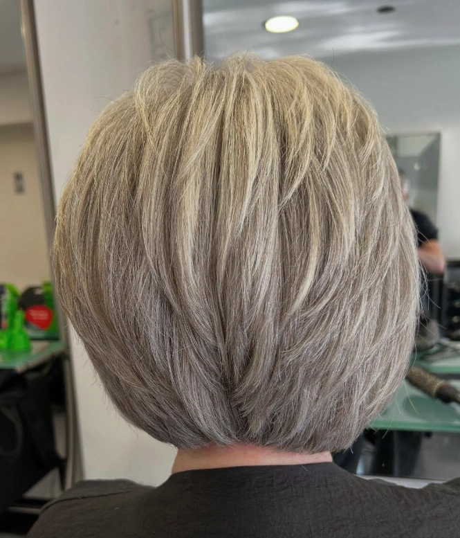 Layered Ash Blonde Bob for Voluminous Thick Hair
