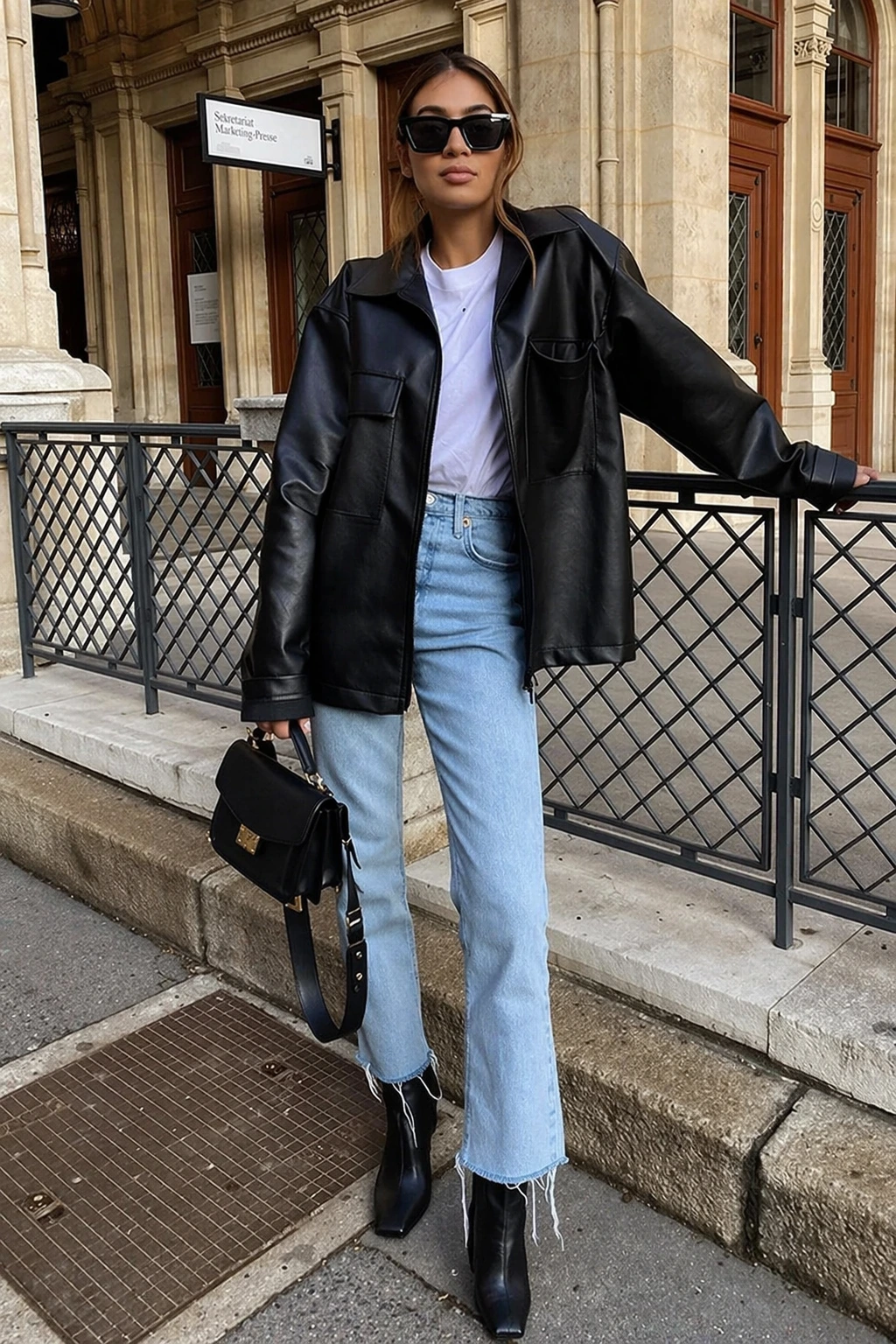 Leather Jacket + Denim + Boots